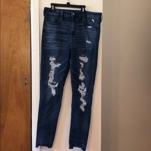 blue ripped jeans, jegging